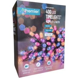 Premier TimeLights 400 Rainbow LED Multi-Function Green String Light 40m - Size: 4 x 4000 x 4cm - Multi Coloured - Wilko - thumbnail 3