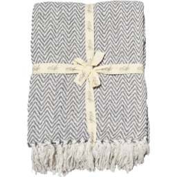 Allure Home Fashions Audley Light Grey Cotton Chevron Herringbone Throw 125 x 150cm - Silver - Wilko