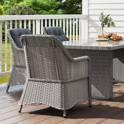 Outsunny 6 Seater Grey Rattan Garden Dining Set with Glass Top Table and Cushions - Wilko - thumbnail 4