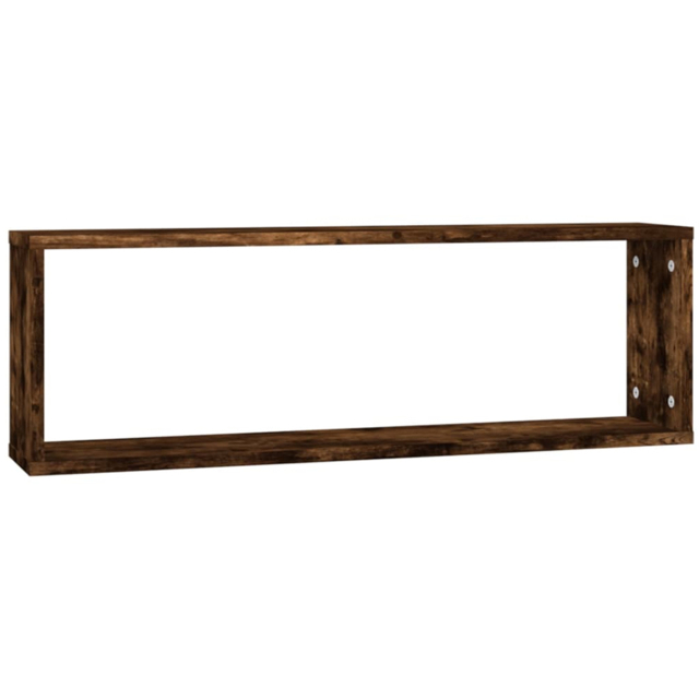vidaXL 80 x 15 x 26.5cm Smoked Oak Wooden Wall Shelf 2 Pack - Size: 26.5 x 80 x 15cm - Brown - Wilko - image 1