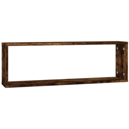 vidaXL 80 x 15 x 26.5cm Smoked Oak Wooden Wall Shelf 2 Pack - Size: 26.5 x 80 x 15cm - Brown - Wilko - thumbnail 1