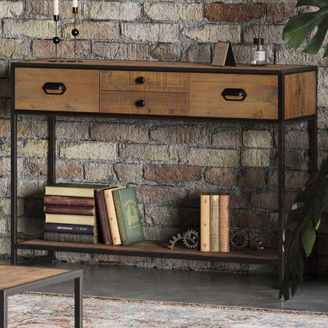 Baumhaus Ooki 4 Drawer Single Shelf Console Table - Brown - Wilko - image 1