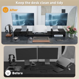 HOMCOM Black Adjustable Dual Monitor Stand Riser - Size: 113L - Wilko - thumbnail 6
