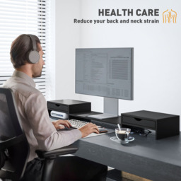 HOMCOM Black Adjustable Dual Monitor Stand Riser - Size: 113L - Wilko - thumbnail 7