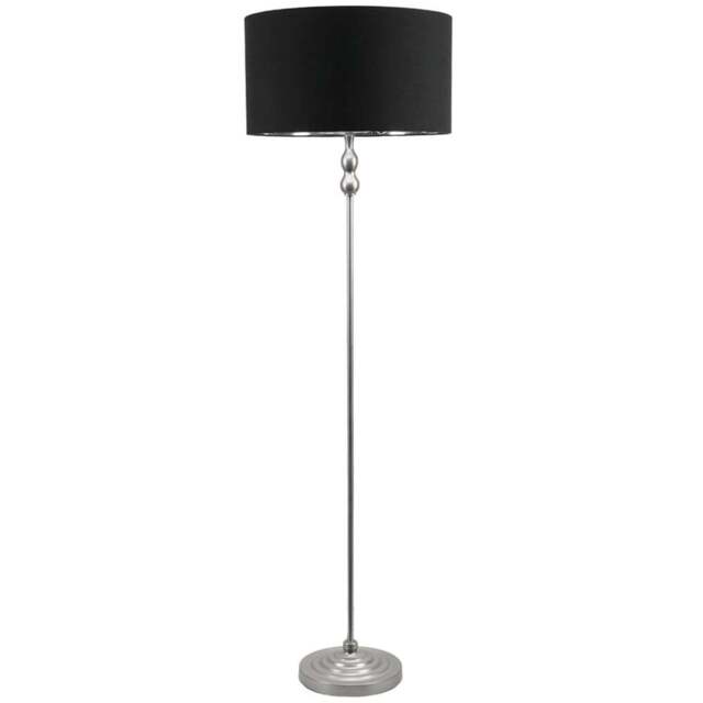 ValueLights Maggie Chrome Candlestick LED Floor Lamp with Black and Chrome Lamp Shade - Size: 151 x 45 x 45cm - Silver - Wilko - image 1
