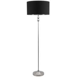 ValueLights Maggie Chrome Candlestick LED Floor Lamp with Black and Chrome Lamp Shade - Size: 151 x 45 x 45cm - Silver - Wilko - thumbnail 1