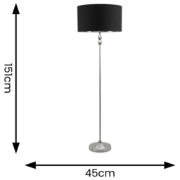 ValueLights Maggie Chrome Candlestick LED Floor Lamp with Black and Chrome Lamp Shade - Size: 151 x 45 x 45cm - Silver - Wilko - thumbnail 5