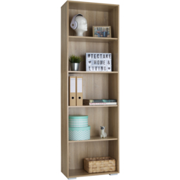 tectake Lexi 5 Shelf Light Oak Sonoma Bookshelf - Size: 190 x 30 x 60cm - Brown - Wilko - thumbnail 4