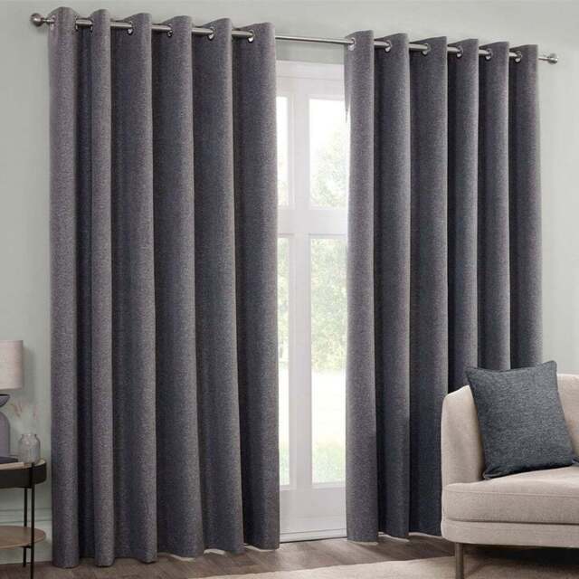 Dusk Eyelet Curtain Charcoal 168cm 183cm - Divante - Wilko - image 1
