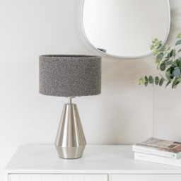 ValueLights Jax Reni Charcoal Grey and Chrome Drum Shade Touch LED Table Lamp - Size: 41 x 25 x 25cm - Silver - Wilko - thumbnail 6