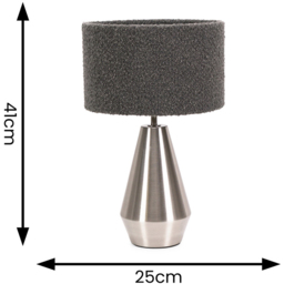 ValueLights Jax Reni Charcoal Grey and Chrome Drum Shade Touch LED Table Lamp - Size: 41 x 25 x 25cm - Silver - Wilko - thumbnail 7