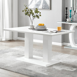 Furniturebox Molini Cesano 6 Seater Dining Set White Gloss Green and Chrome - Grey - Wilko - thumbnail 3