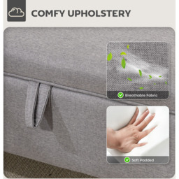 HOMCOM Light Grey Linen Fabric Ottoman Storage Box - Size: 28 x 38 x 73cm - Wilko - thumbnail 6