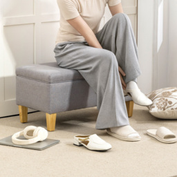 HOMCOM Light Grey Linen Fabric Ottoman Storage Box - Size: 28 x 38 x 73cm - Wilko - thumbnail 5