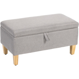 HOMCOM Light Grey Linen Fabric Ottoman Storage Box - Size: 28 x 38 x 73cm - Wilko - thumbnail 3