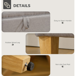 HOMCOM Light Grey Linen Fabric Ottoman Storage Box - Size: 28 x 38 x 73cm - Wilko - thumbnail 7