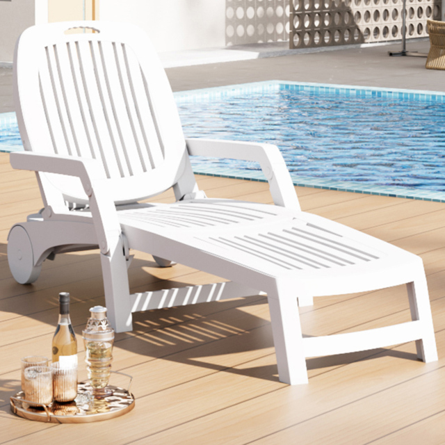 Living and Home White Adjustable Folding Lounge Recliner Chair with Wheels and Storage Box - Size: 41.5 x 73.5 x 193cm - Wilko - image 1