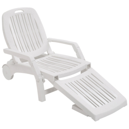 Living and Home White Adjustable Folding Lounge Recliner Chair with Wheels and Storage Box - Size: 41.5 x 73.5 x 193cm - Wilko - thumbnail 3