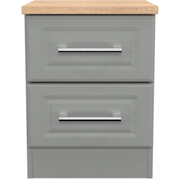 Crowndale Kent 2 Drawer Dusk Grey and Bardolino Oak Compact Bedside Cabinet Ready Assembled - Dusk Grey & Bardolino Oak - Wilko - thumbnail 3