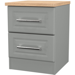 Crowndale Kent 2 Drawer Dusk Grey and Bardolino Oak Compact Bedside Cabinet Ready Assembled - Dusk Grey & Bardolino Oak - Wilko - thumbnail 5