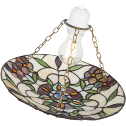 Happy Homewares Tiffany Stained Glass Pendant Shade with Forest Green Leaves - Size: 6 x 31 x 31cm - Multi - Wilko - thumbnail 6