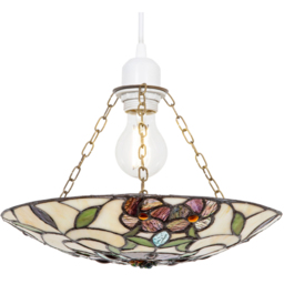 Happy Homewares Tiffany Stained Glass Pendant Shade with Forest Green Leaves - Size: 6 x 31 x 31cm - Multi - Wilko - thumbnail 4