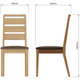 FWStyle Taberno Set of 2 Oak Dining Chairs - Brown - Wilko - thumbnail 7