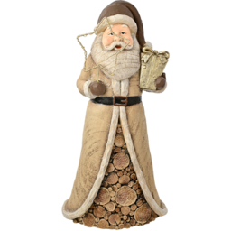 The Seasonal Gift Co. LED Santa with Star Wood Effect Christmas Decoration 46cm - Size: 45 x 22 x 16cm - Brown - Wilko - thumbnail 1