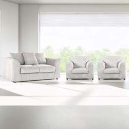 Luxor 4 Seater Silver Jumbo Cord Scatter Back Sofa Suite - Wilko