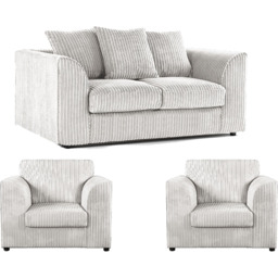 Luxor 4 Seater Silver Jumbo Cord Scatter Back Sofa Suite - Wilko - thumbnail 3