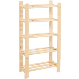 Leighton 5 Shelf Natural Wood Narrow Slatted Storage Unit - Brown - Wilko - thumbnail 3