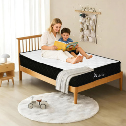 Alivio Single White and Black Breathable Knitted Microfiber Mattress with 7-Zone Support - Wilko - thumbnail 3