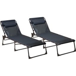 Neo Set of 2 Black Folding Sun Loungers - Size: 1 Seater - Wilko - thumbnail 3