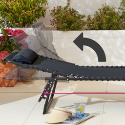 Neo Set of 2 Black Folding Sun Loungers - Size: 1 Seater - Wilko - thumbnail 5