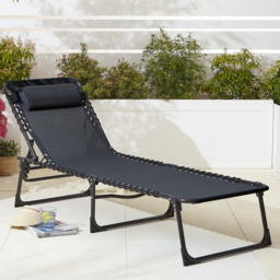 Neo Set of 2 Black Folding Sun Loungers - Size: 1 Seater - Wilko - thumbnail 7