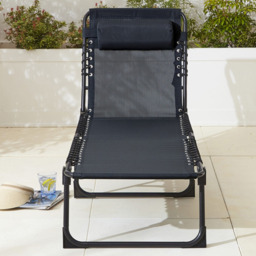 Neo Set of 2 Black Folding Sun Loungers - Size: 1 Seater - Wilko - thumbnail 6