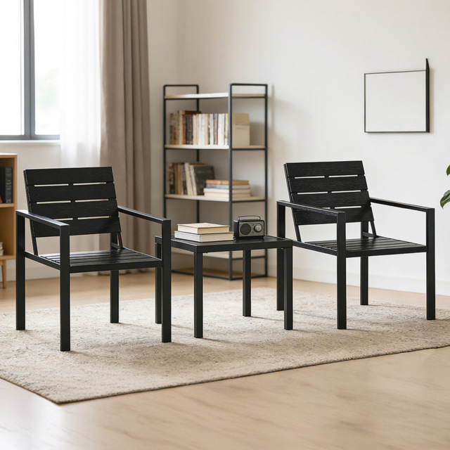 Outsunny 2 Seater Black Garden Bistro Set - Size: 76.5 x 71 x 55.5cm - Wilko - image 1