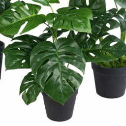 Leaf Monstera Artificial Plant Pot with Moss Covered Finish 60cm - Size: 60 x 60 x 60cm - Green - Wilko - thumbnail 4