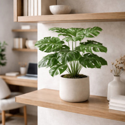 Leaf Monstera Artificial Plant Pot with Moss Covered Finish 60cm - Size: 60 x 60 x 60cm - Green - Wilko - thumbnail 3