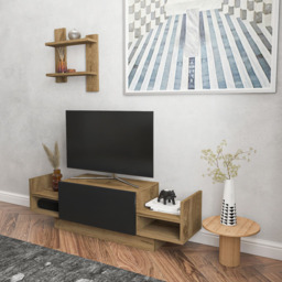 Decorotika Spring Oud and Black TV Unit with Wall Shelf - Size: 36 x 120 x 31.5cm - Multi - Wilko - thumbnail 4