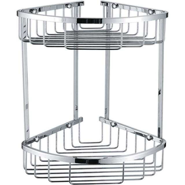 Nes Home 2 Shelf Chrome Wired Corner Shower Caddy - Size: 31 x 25 x 25cm - Silver - Wilko - image 1