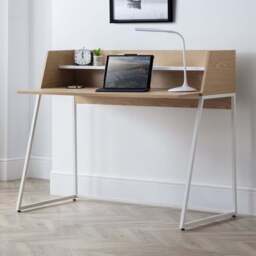 Julian Bowen Palmer Single Shelf Desk Oak Effect - Size: 89 x 120 x 62cm - White - Wilko - thumbnail 1