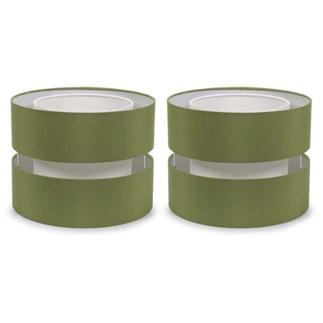 ValueLights Sophia 2-Tier Olive Green and White Small Ceiling Light Shade 2 Pack - Size: 19 x 26 x 26cm - Wilko - image 1