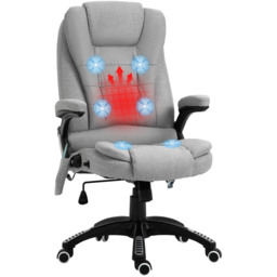 Portland Light Grey Linen Swivel Massage Recliner Office Chair - Size: 67 x 74 x 116cm - Wilko - thumbnail 3
