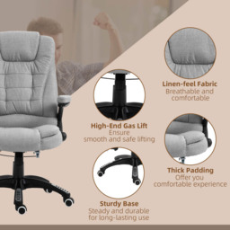 Portland Light Grey Linen Swivel Massage Recliner Office Chair - Size: 67 x 74 x 116cm - Wilko - thumbnail 7