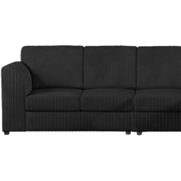 Luxor 5 Seater Black Jumbo Cord L-Shape Right Hand Corner Sofa - Wilko - thumbnail 4
