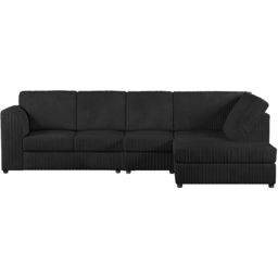 Luxor 5 Seater Black Jumbo Cord L-Shape Right Hand Corner Sofa - Wilko - thumbnail 3
