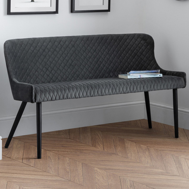 Julian Bowen Luxe 2 Seater Grey High Back Dining Bench - Black - Wilko - image 1