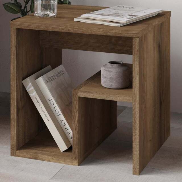 Decortie Bon Dark Oak Effect Modern Side Table - Size: 40 x 40 x 35cm - Brown - Wilko - image 1
