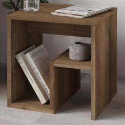 Decortie Bon Dark Oak Effect Modern Side Table - Size: 40 x 40 x 35cm - Brown - Wilko - thumbnail 1